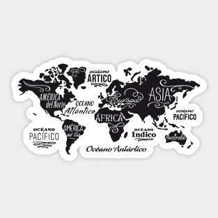 World Continents Map Sticker